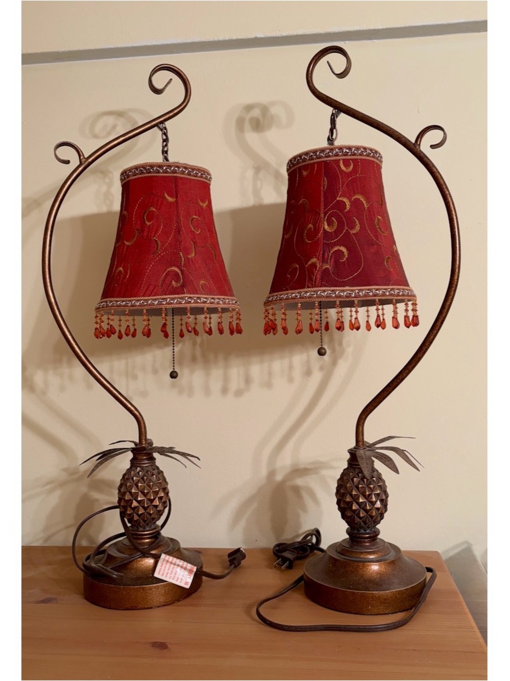 Tommy Bahama Style Table Lamps Metal Pineapple Design
